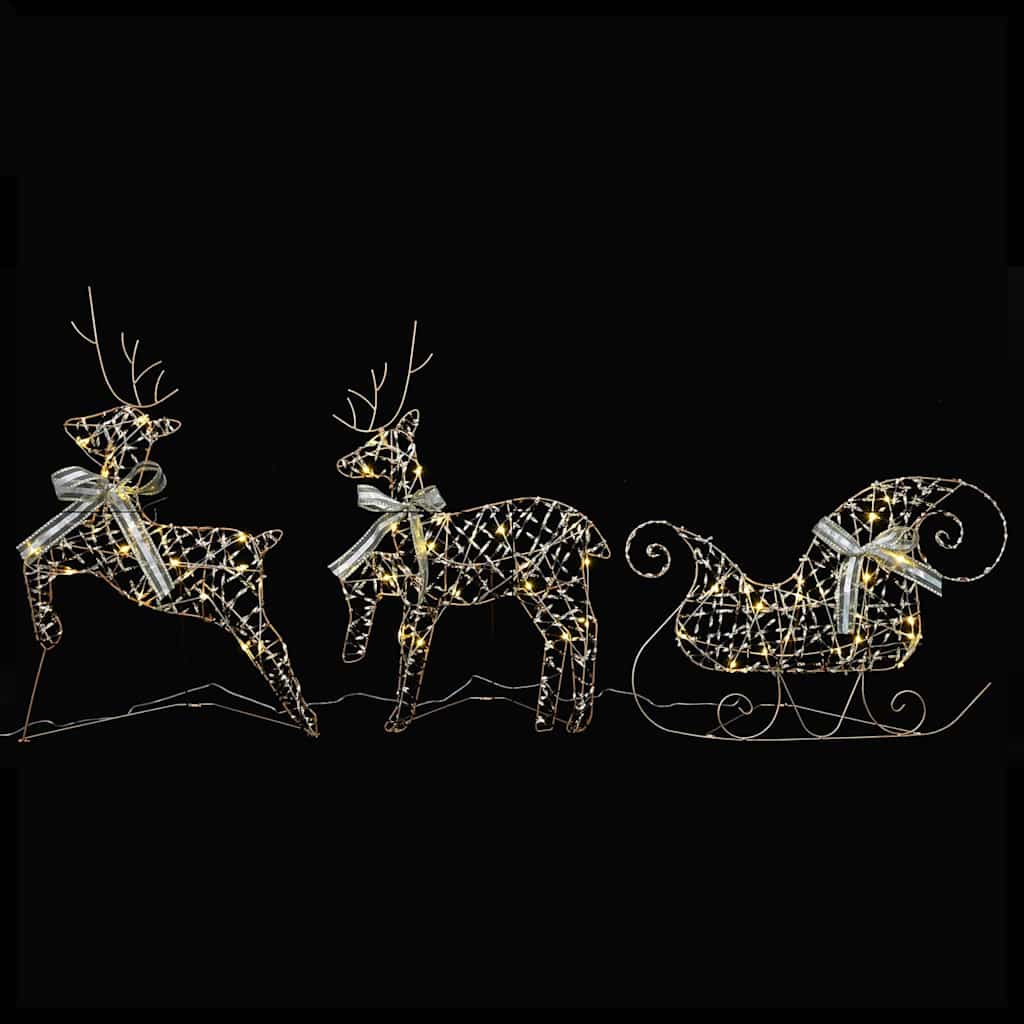 vidaXL LED Reindeers 3 pcs 60 LEDs Warm White 44.5 x 18 x 66 cm PET 4