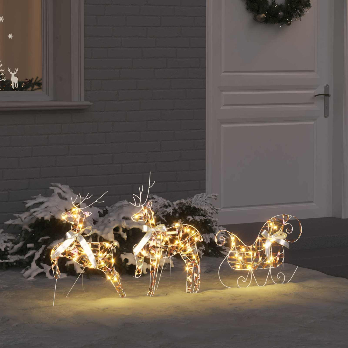 vidaXL LED Reindeers 3 pcs 60 LEDs Warm White 44 x 18 x 65.5 cm PET 1