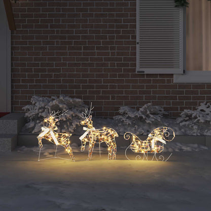 vidaXL LED Reindeers 3 pcs 60 LEDs Warm White 44 x 18 x 65.5 cm PET 3