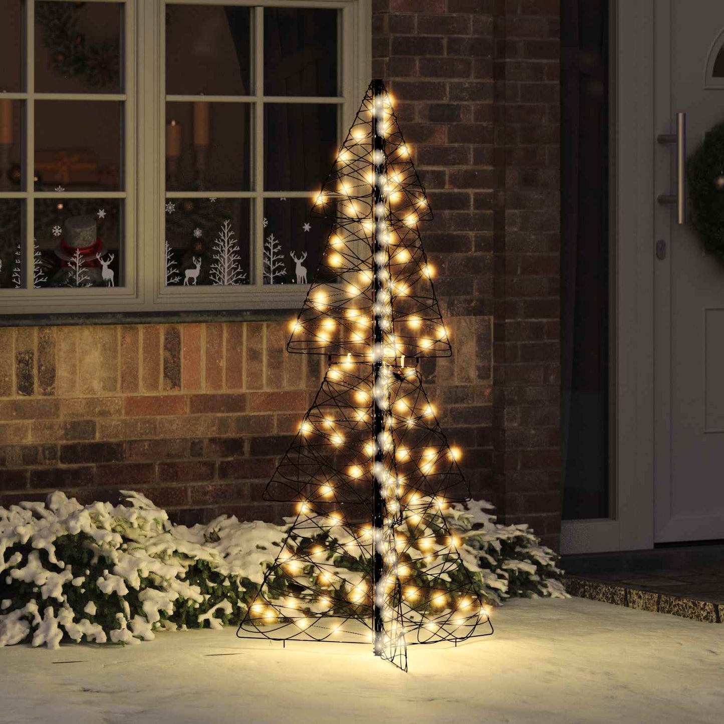 vidaXL Christmas Tree 160 LEDs Warm White 150 cm Rattan 1