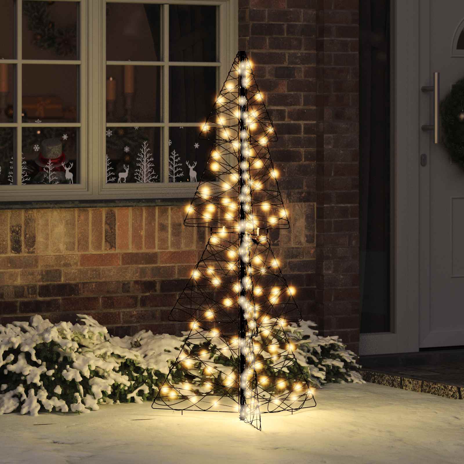 vidaXL Christmas Tree 160 LEDs Warm White 150 cm Rattan 1
