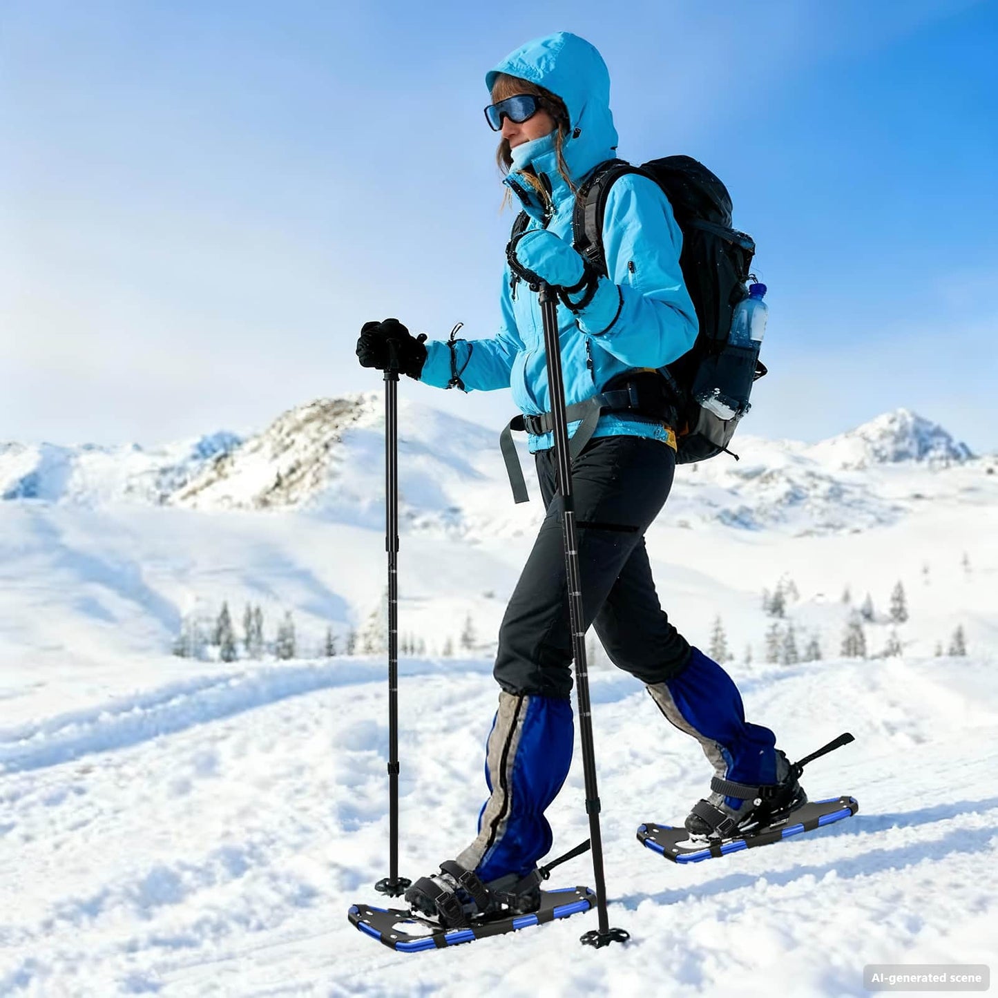 vidaXL 3 in 1 Snowshoes Blue and Black 53.5 x 21 cm Aluminum and HDPE 1