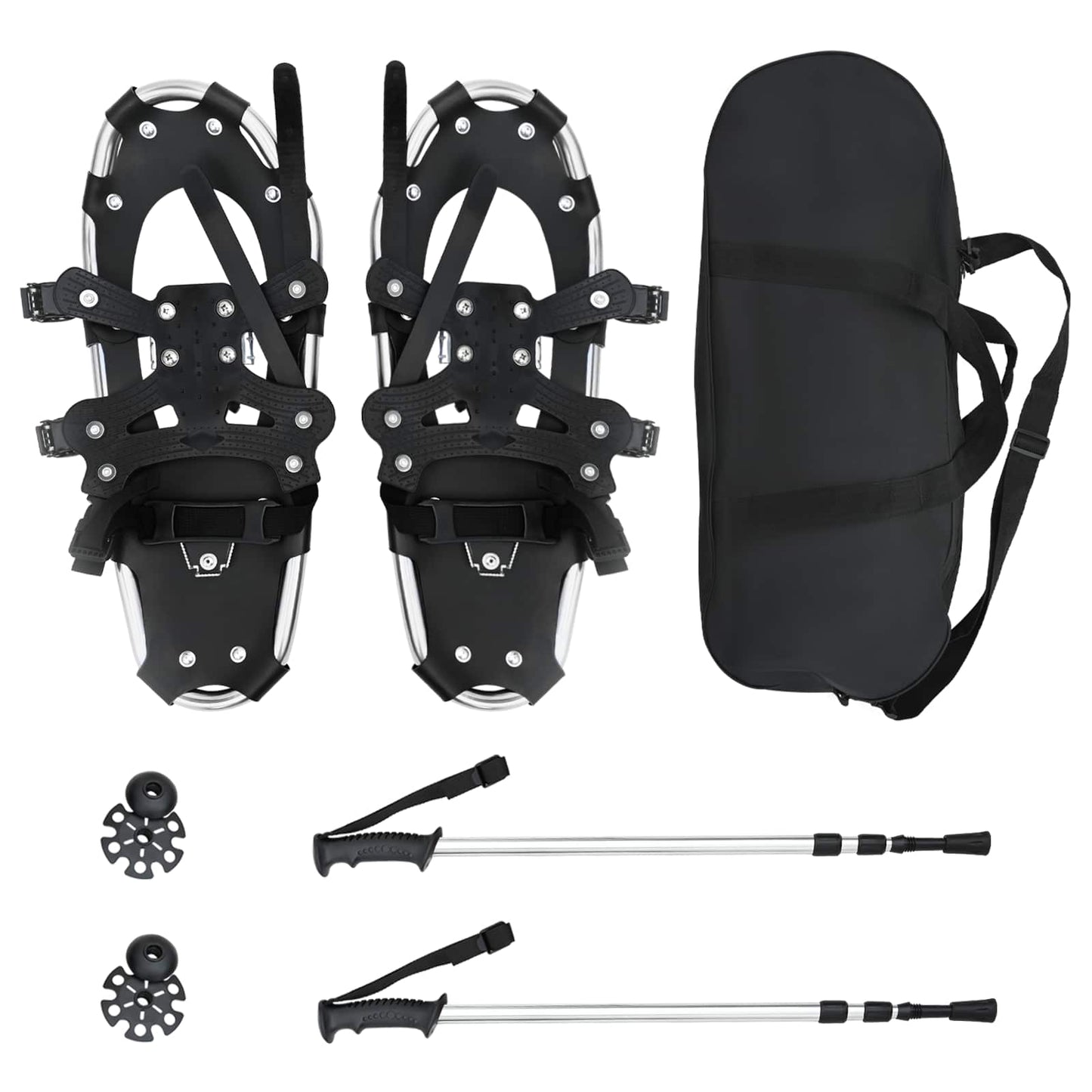 vidaXL 3 in 1 Snowshoes Silver and Black 53 x 21 cm Aluminum and HDPE 2