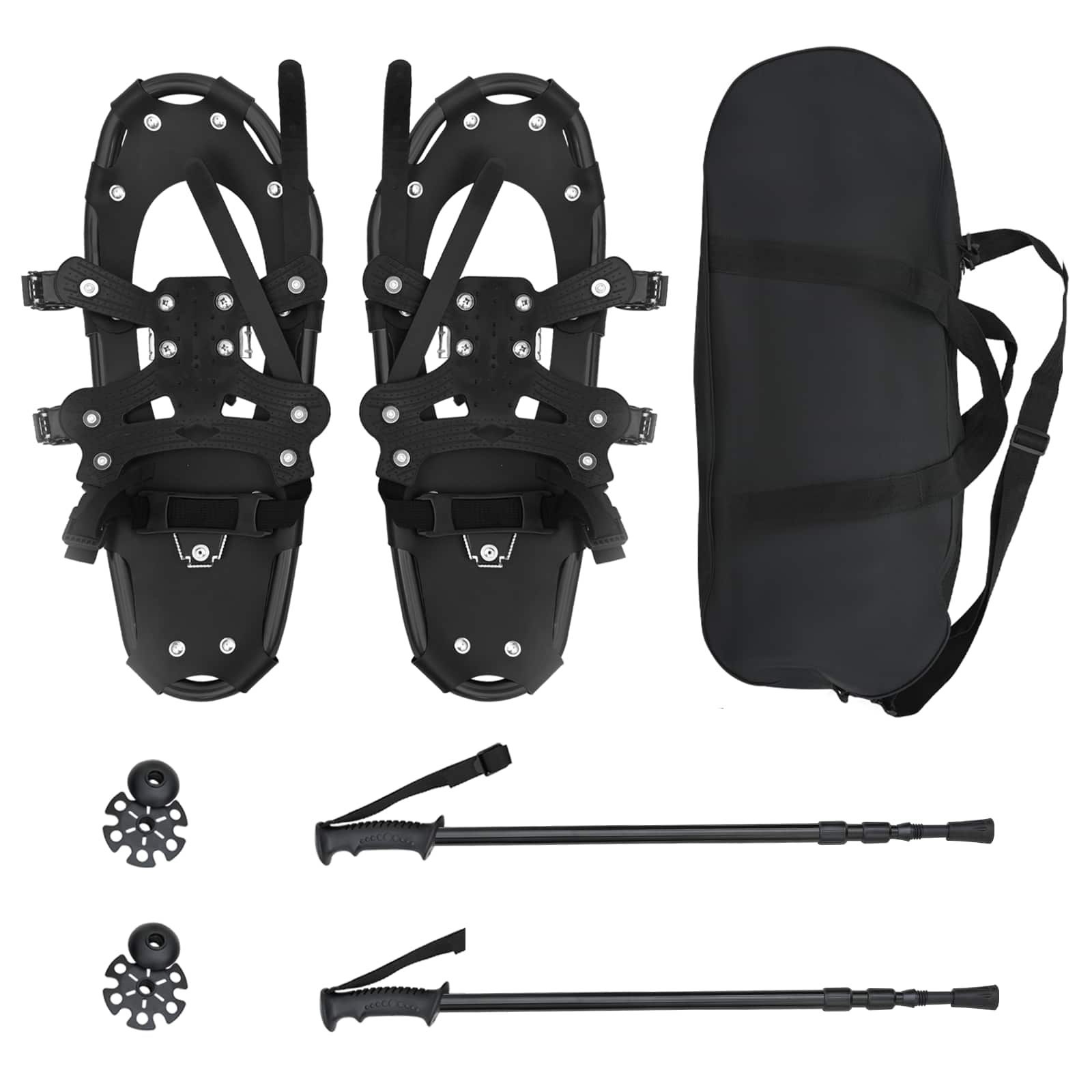 vidaXL 3 in 1 Snowshoes Black 53 x 21 cm Aluminum and HDPE 2