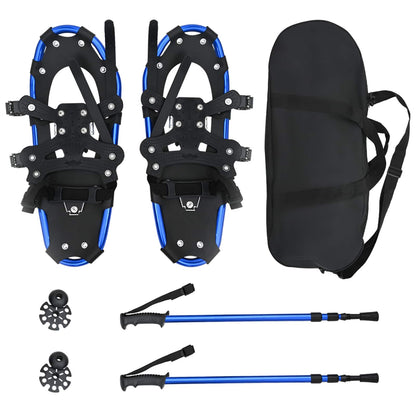 vidaXL 3 in 1 Snowshoes Blue and Black 63.5 x 21 cm Aluminum and HDPE 2