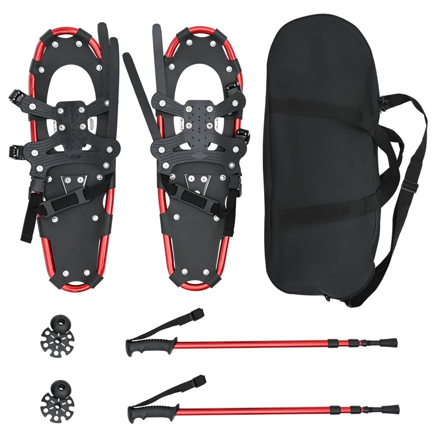 vidaXL 3 in 1 Snowshoes Red and Black 63.5 x 21 cm Aluminum and HDPE 2