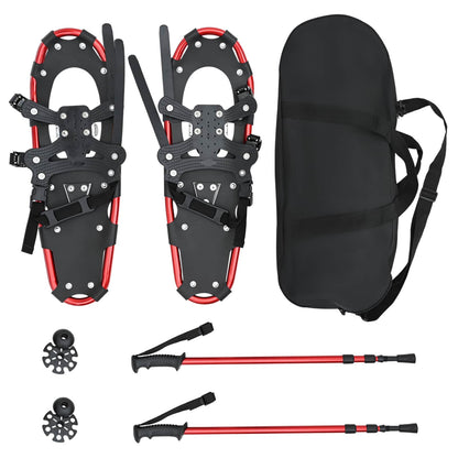 vidaXL 3 in 1 Snowshoes Red and Black 63.5 x 21 cm Aluminum and HDPE 2