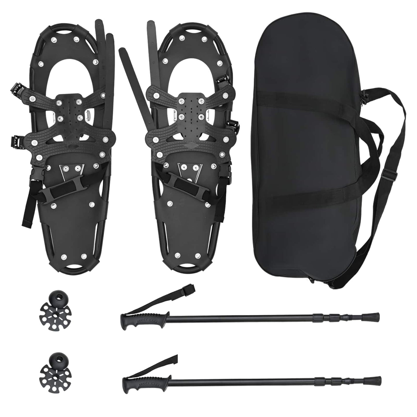 vidaXL 3 in 1 Snowshoes Black 63.5 x 21 cm Aluminum and HDPE 2