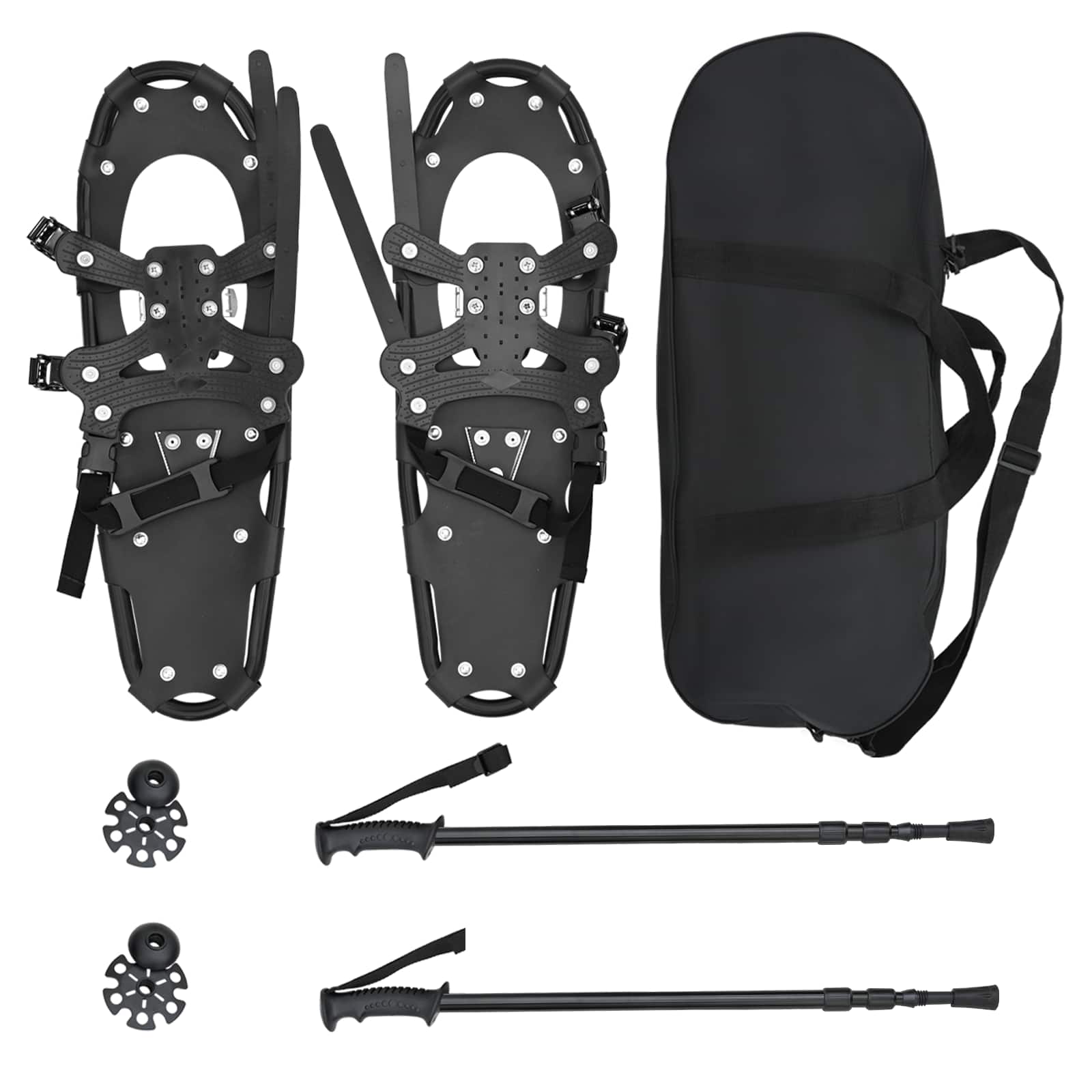vidaXL 3 in 1 Snowshoes Black 63.5 x 21 cm Aluminum and HDPE 2
