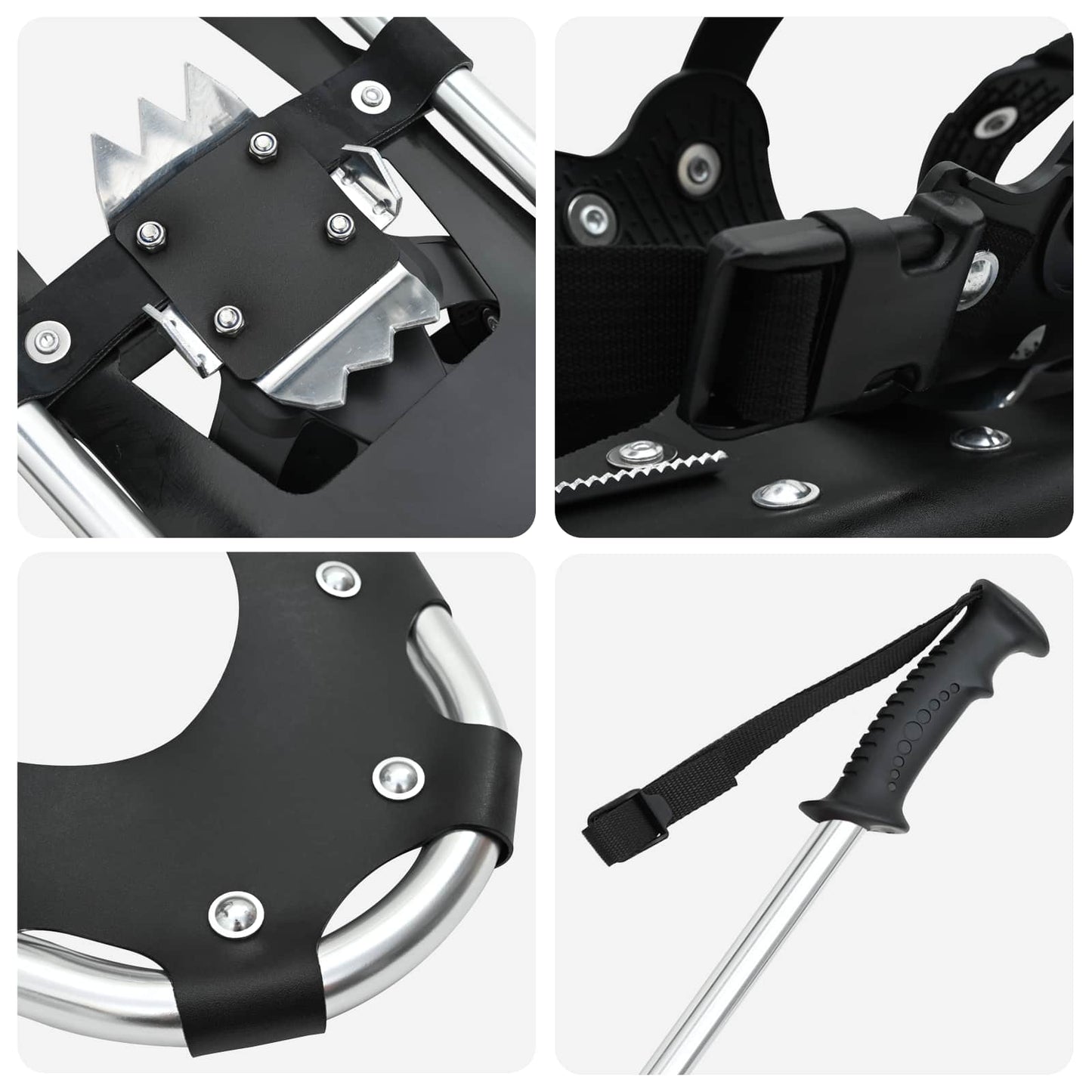 vidaXL 3 in 1 Snowshoes Silver and Black 78.5 x 22 cm 5