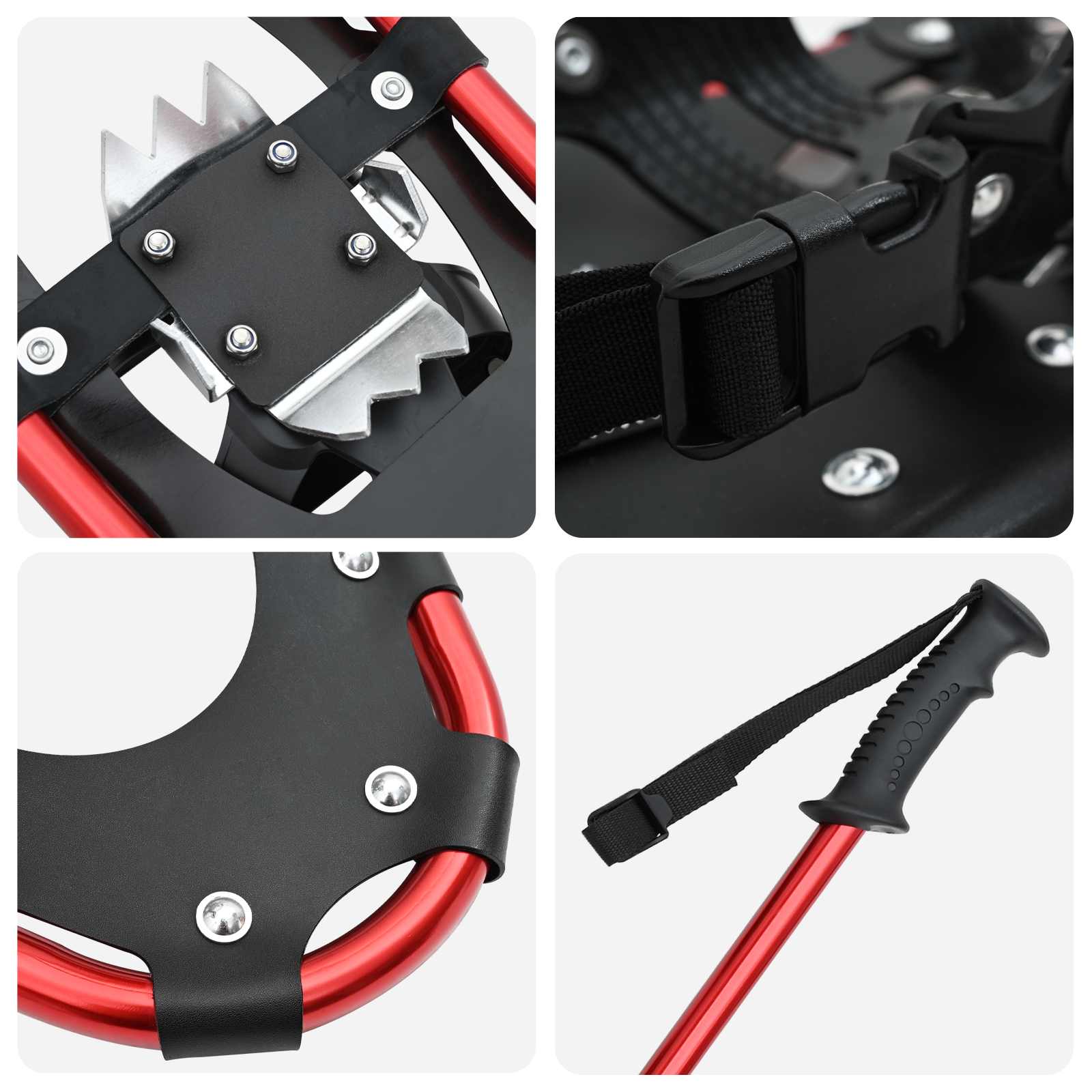 vidaXL 3 in 1 Snowshoes Red and Black 78.5 x 22 cm Aluminum and HDPE 5