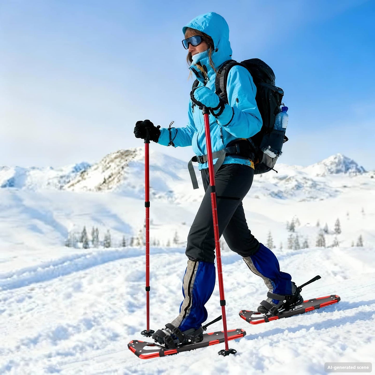 vidaXL 3 in 1 Snowshoes Red and Black 78.5 x 22 cm Aluminum and HDPE 1