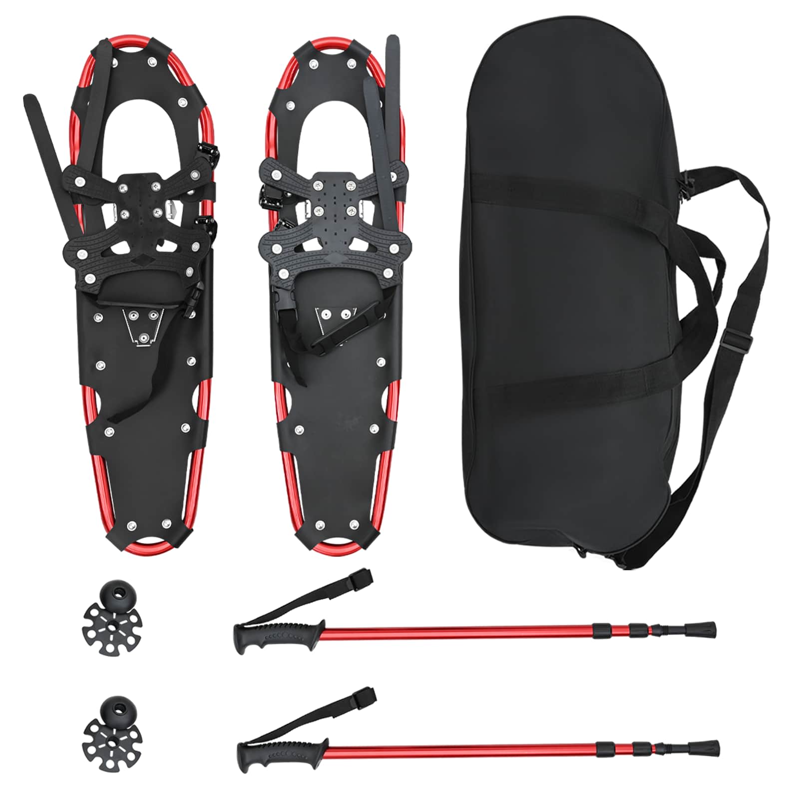 vidaXL 3 in 1 Snowshoes Red and Black 78.5 x 22 cm Aluminum and HDPE 2