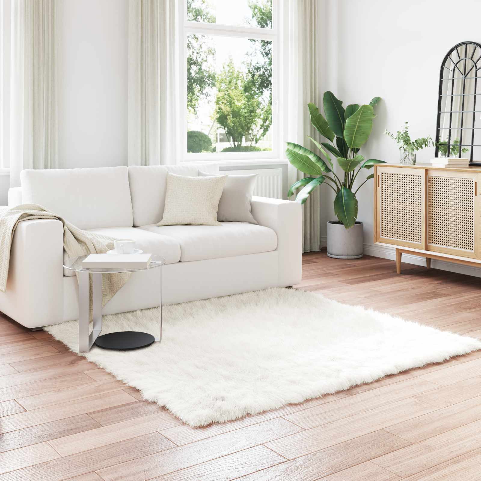 vidaXL Faux Sheepskin Rug TAFALLA White 160 x 160 cm Polyester 1