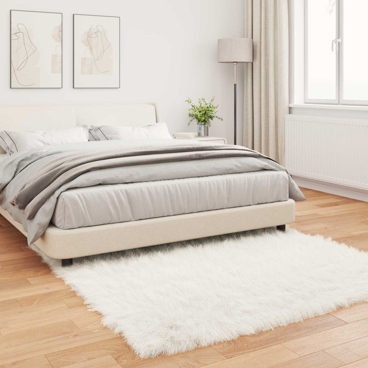 vidaXL Faux Sheepskin Rug TAFALLA White 160 x 160 cm Polyester 4