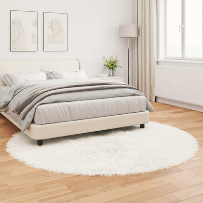 vidaXL Faux Sheepskin Rug TAFALLA White Ø 160 cm Polyester 4