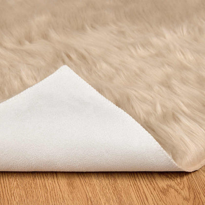 vidaXL Faux Sheepskin Rug TAFALLA Beige 200 x 200 cm Polyester 6