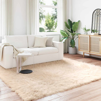 vidaXL Faux Sheepskin Rug TAFALLA Beige 200 x 200 cm Polyester 1