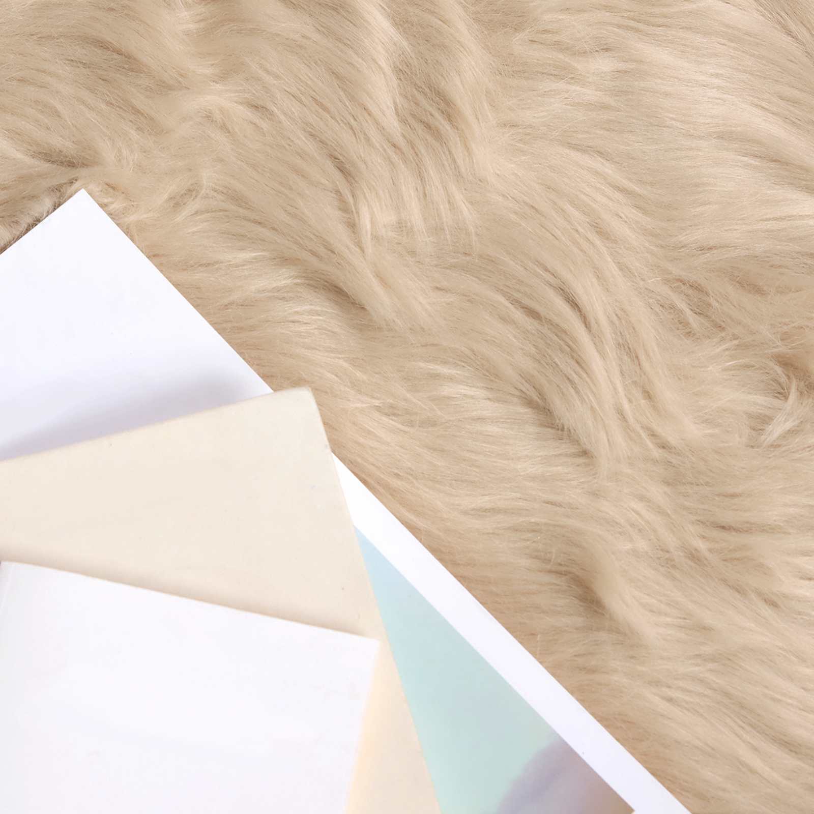 vidaXL Faux Sheepskin Rug TAFALLA Beige Ø 200 cm Polyester 3