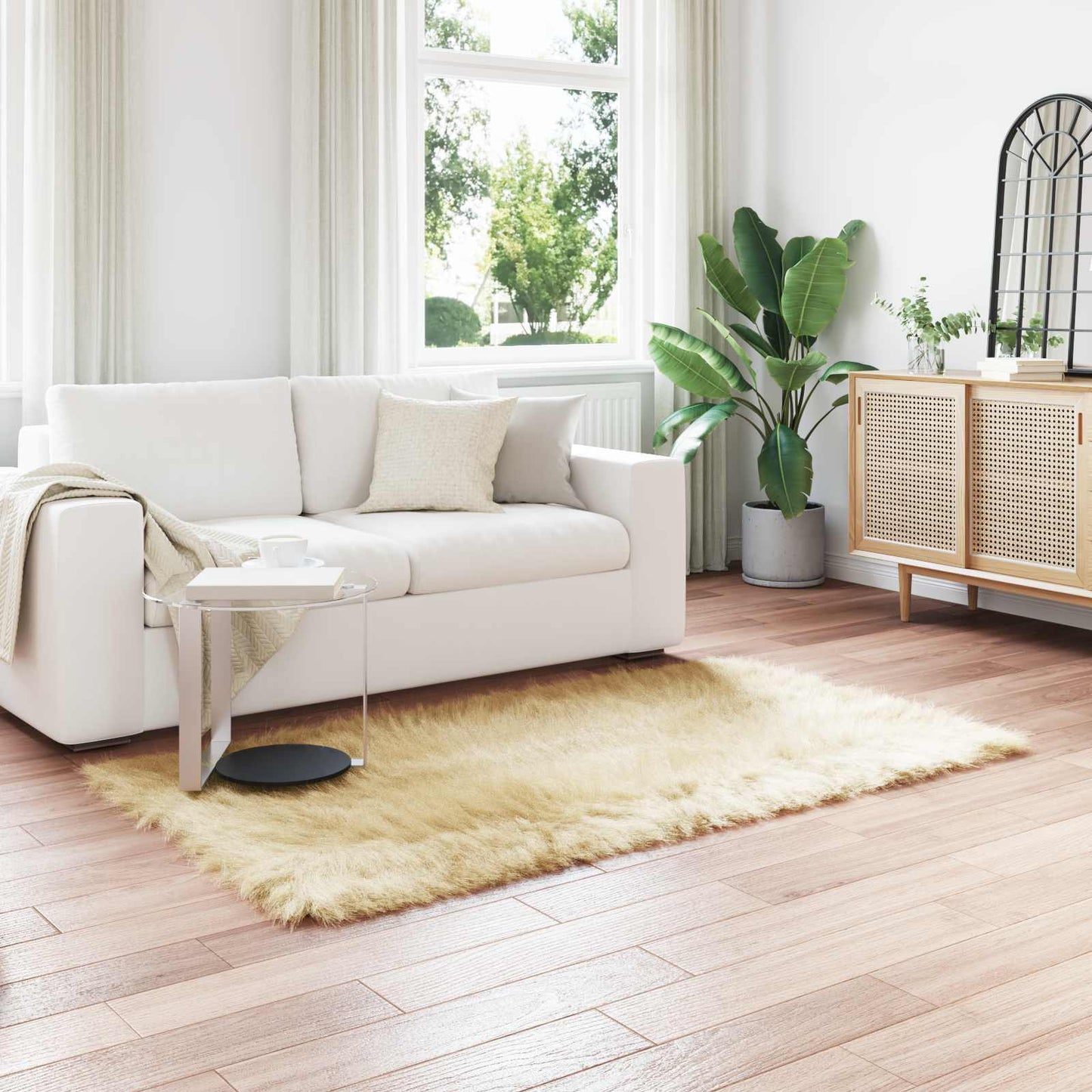 vidaXL Faux Sheepskin Rug TAFALLA Cream 160 x 230 cm Polyester 1