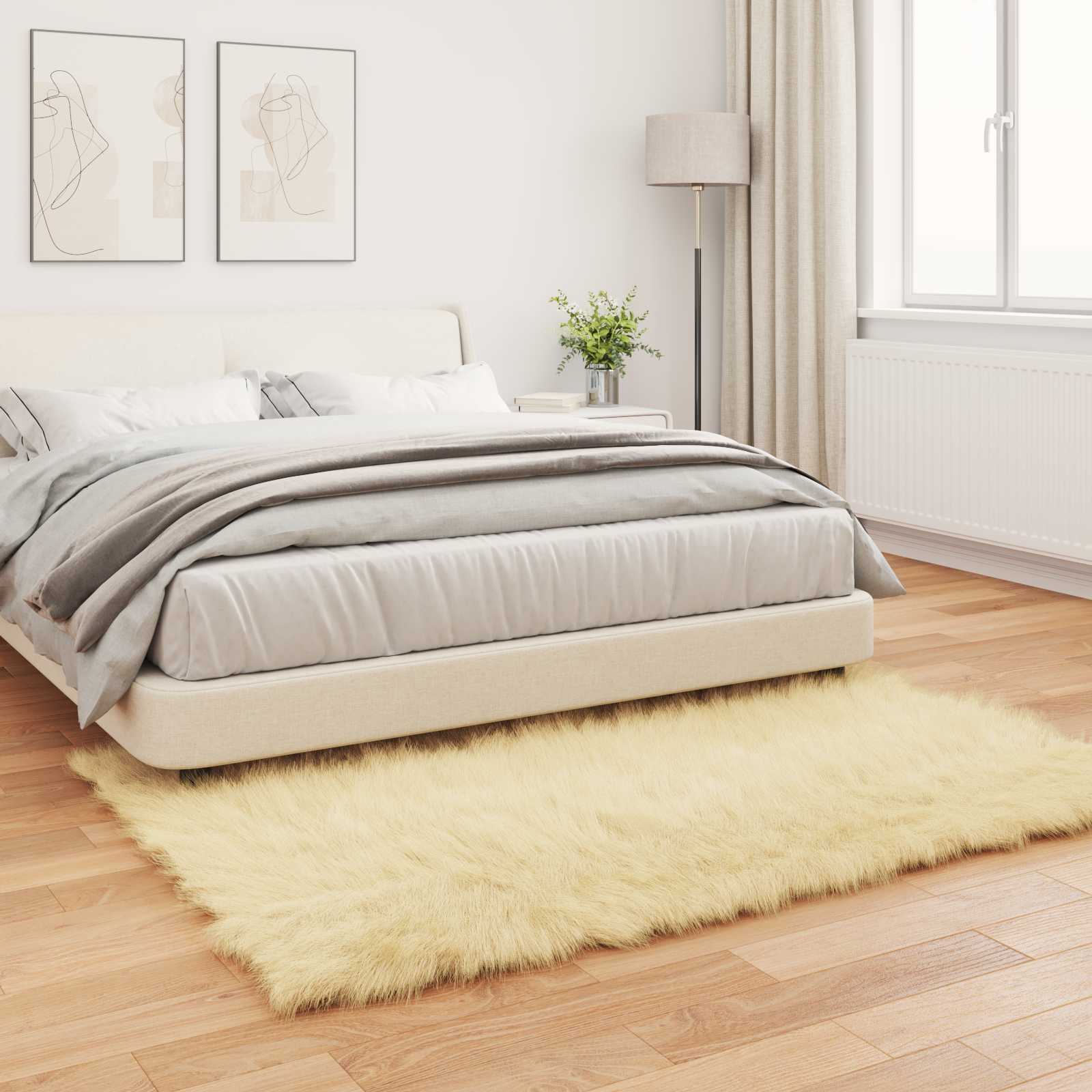 vidaXL Faux Sheepskin Rug TAFALLA Cream 160 x 230 cm Polyester 4