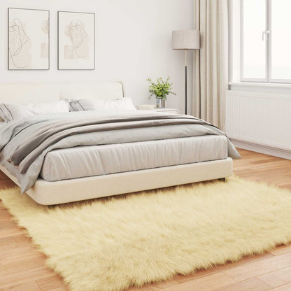 vidaXL Faux Sheepskin Rug TAFALLA Cream 200 x 200 cm Polyester 4