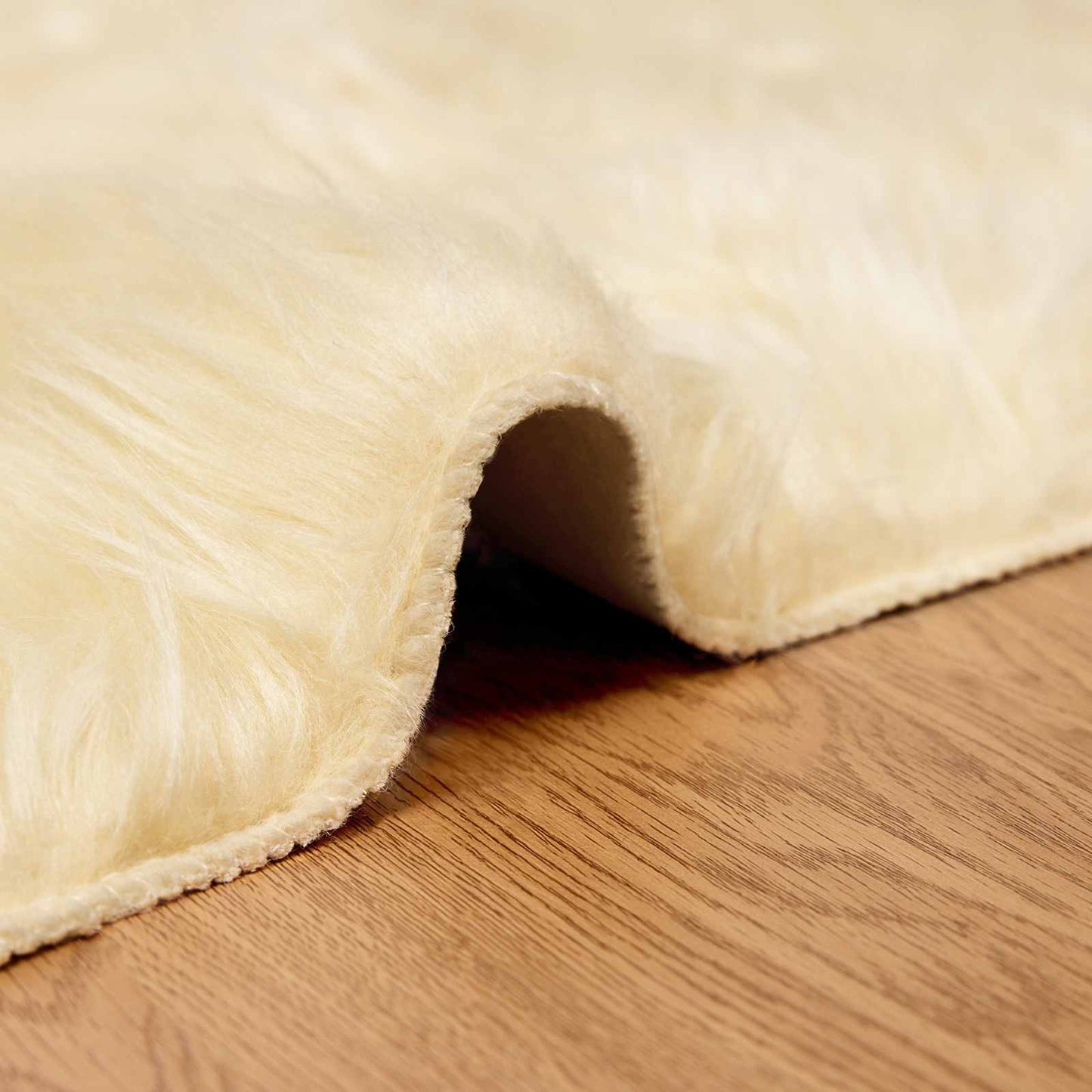 vidaXL Faux Sheepskin Rug TAFALLA Cream Ø 200 cm Polyester 5