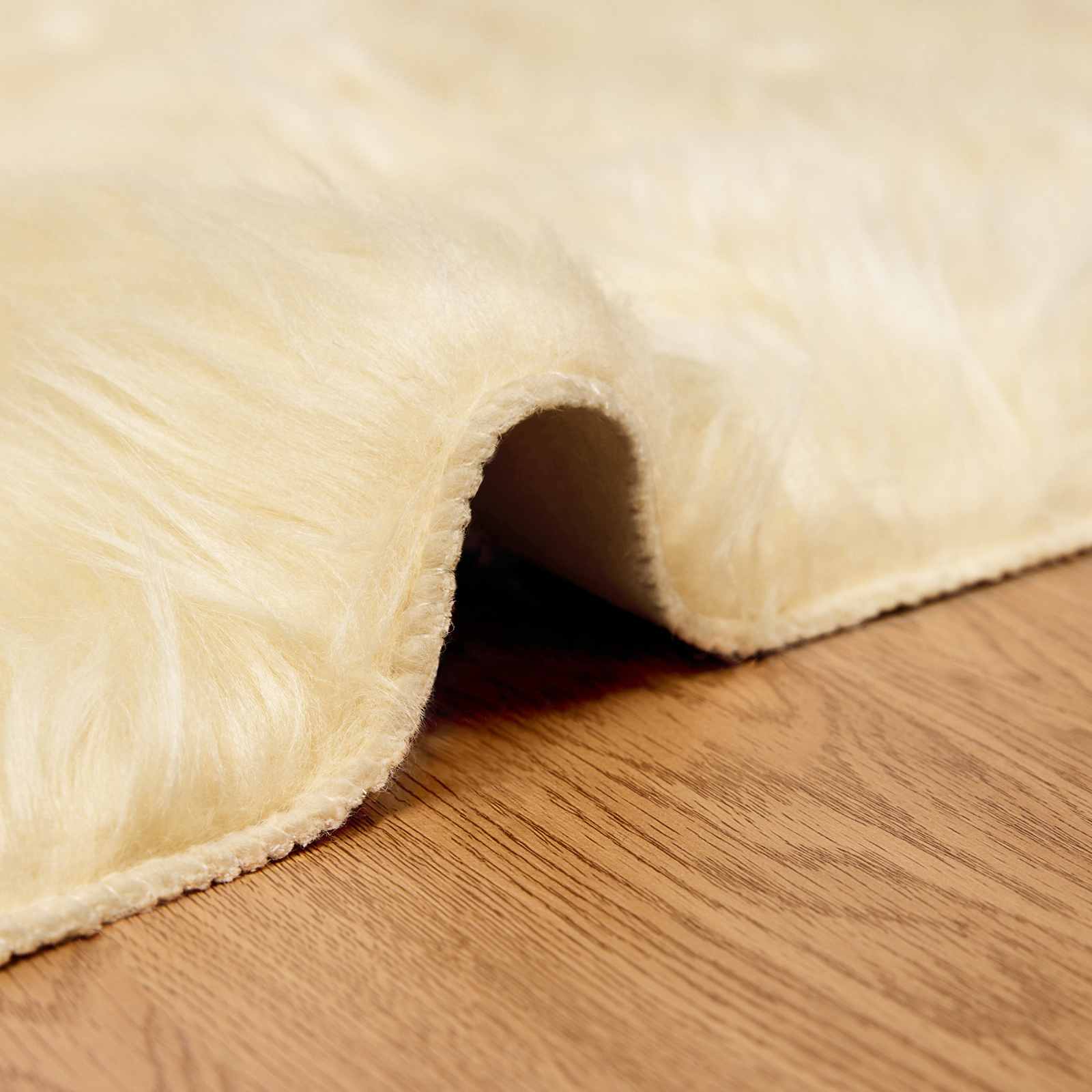 vidaXL Faux Sheepskin Rug TAFALLA Cream Ø 200 cm Polyester 5