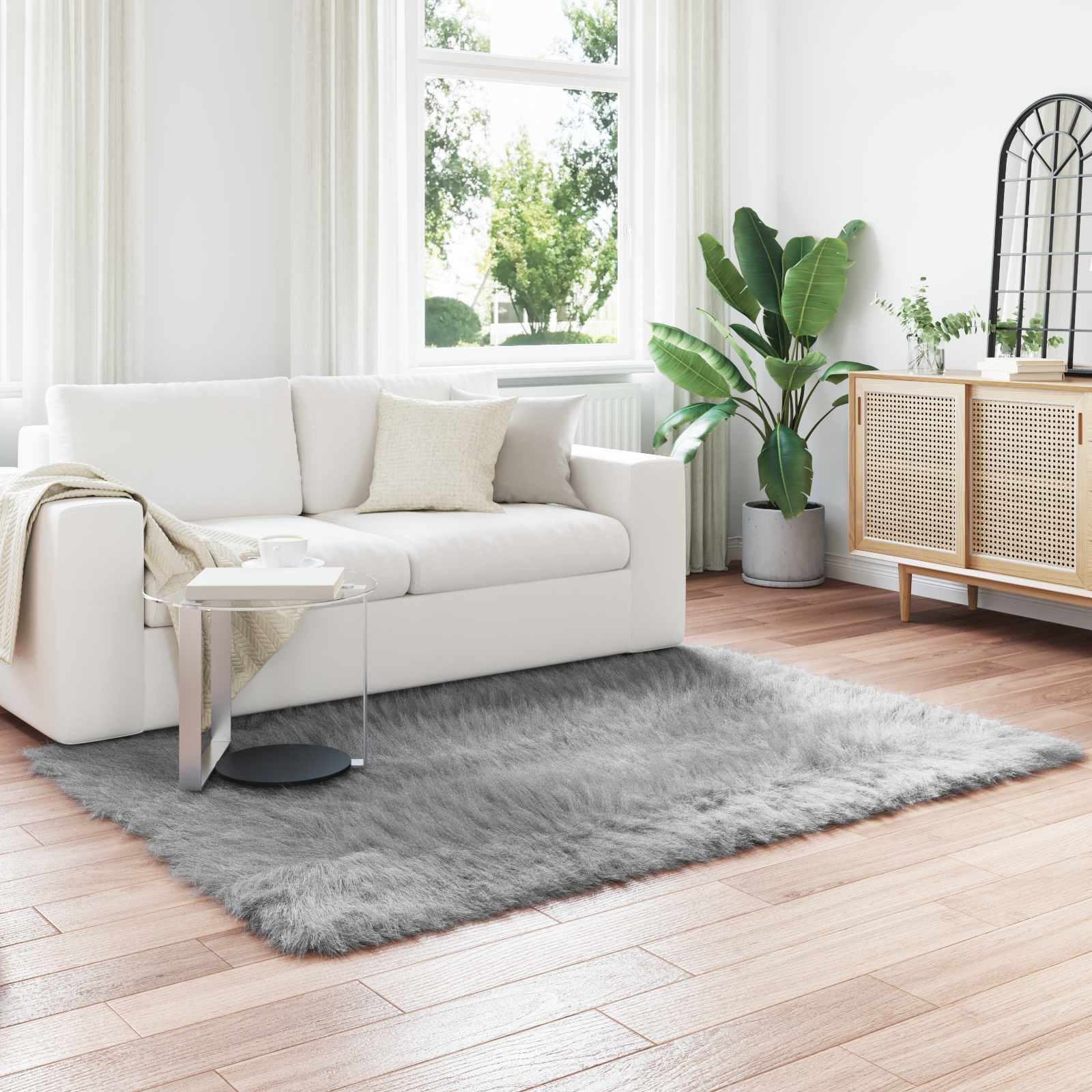 vidaXL Faux Sheepskin Rug TAFALLA Grey 160 x 230 cm Polyester 1
