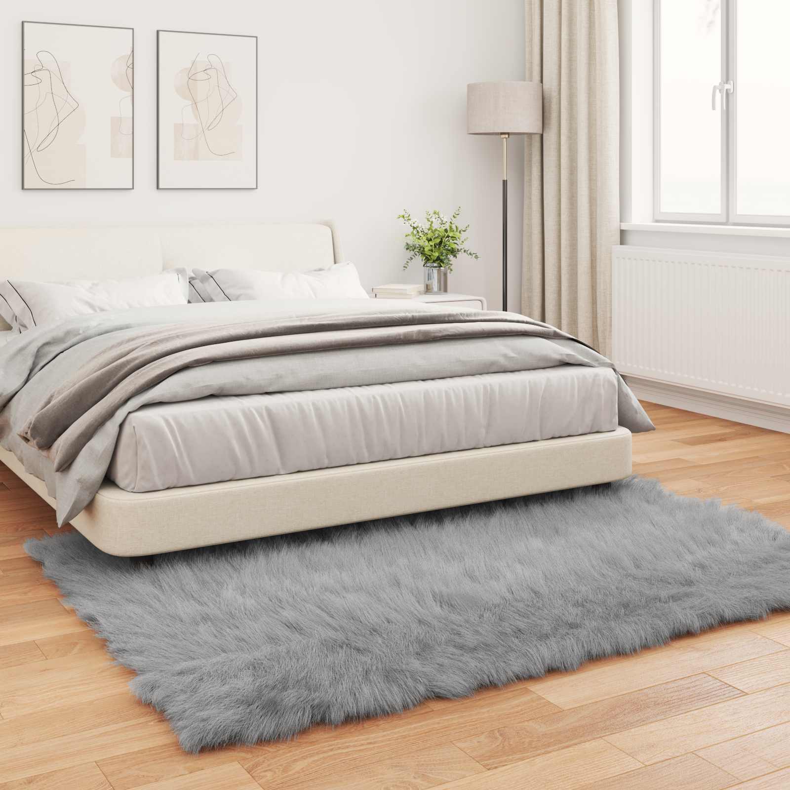 vidaXL Faux Sheepskin Rug TAFALLA Grey 160 x 230 cm Polyester 4