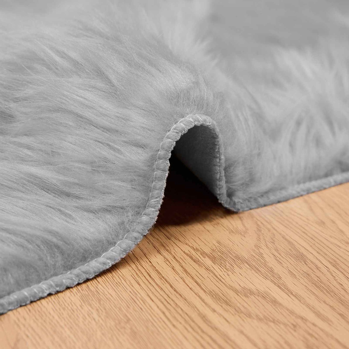 vidaXL Faux Sheepskin Rug TAFALLA Grey 200 x 200 cm Polyester 5