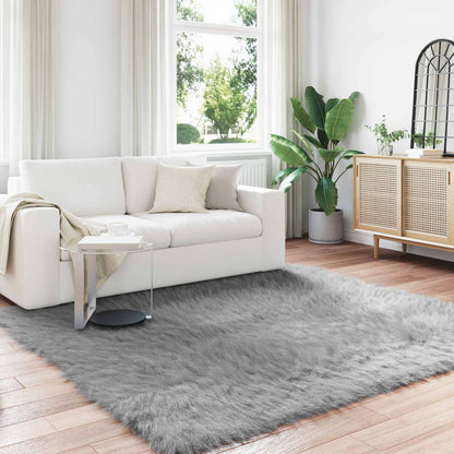 vidaXL Faux Sheepskin Rug TAFALLA Grey 200 x 200 cm Polyester 1