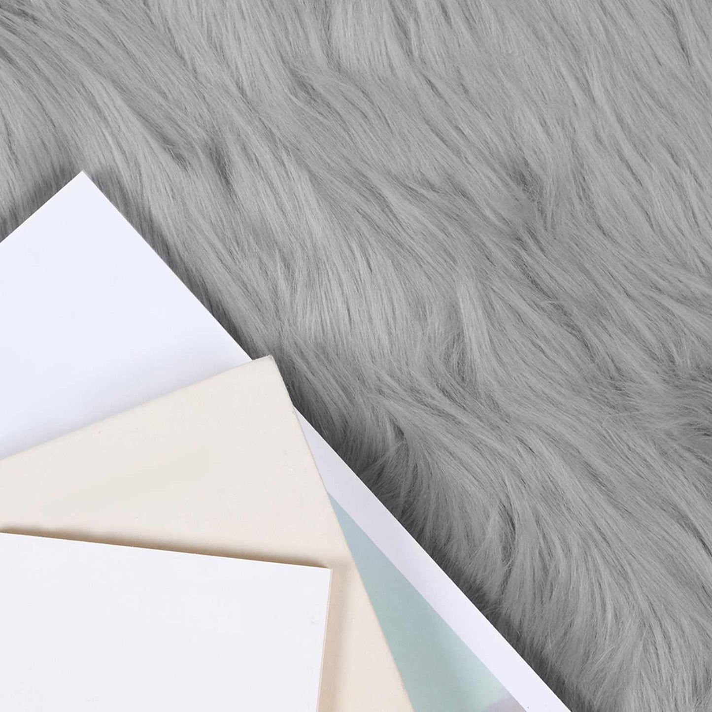 vidaXL Faux Sheepskin Rug TAFALLA Grey 200 x 200 cm Polyester 3