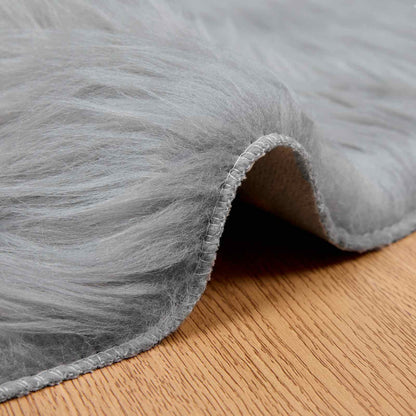 vidaXL Faux Sheepskin Rug TAFALLA Grey Ø 200 cm Polyester 5