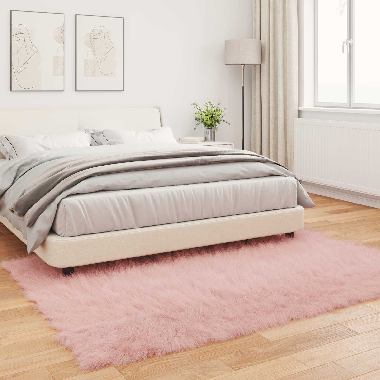 vidaXL Faux Sheepskin Rug TAFALLA Pink 160 x 230 cm Polyester 4