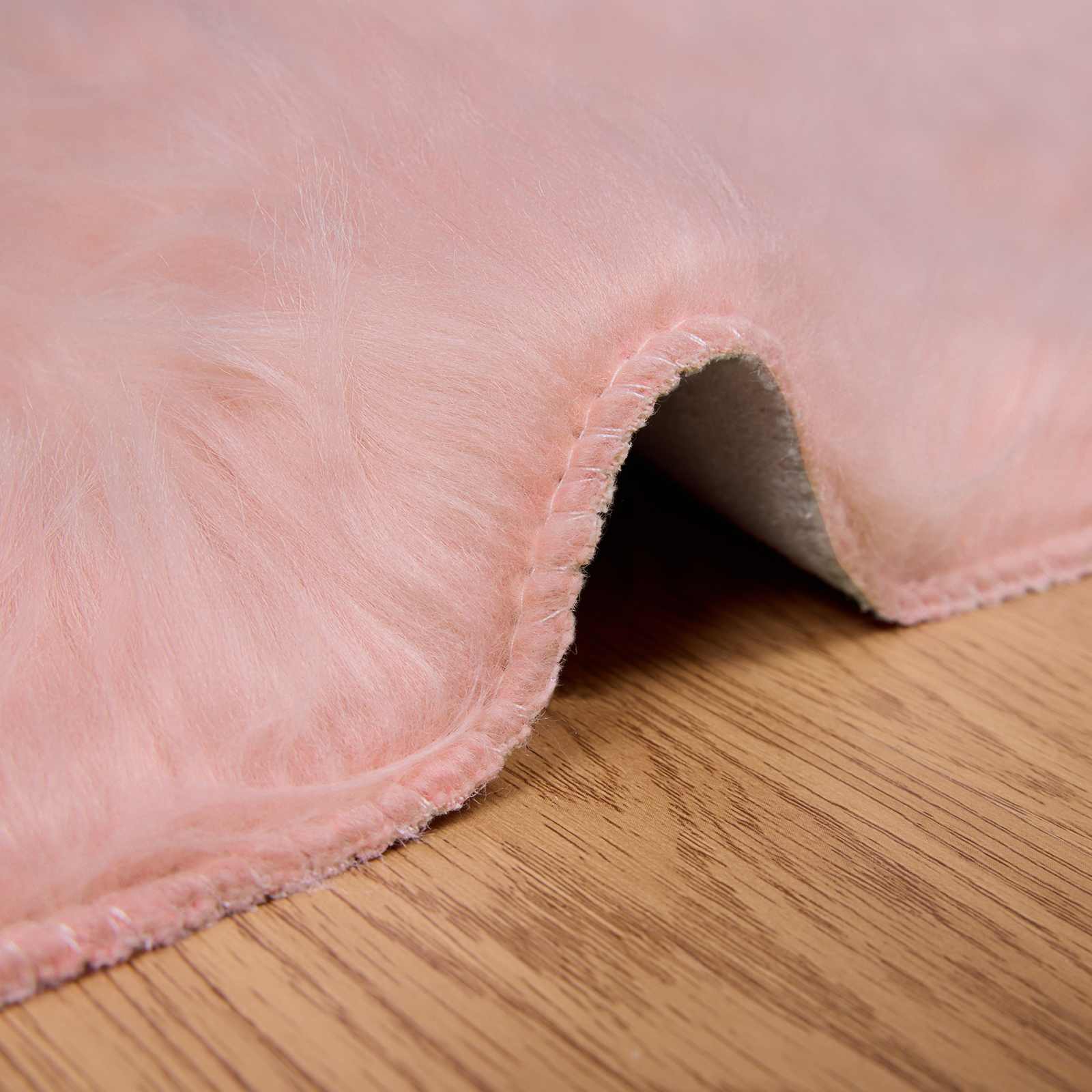 vidaXL Faux Sheepskin Rug TAFALLA Pink 200 x 200 cm Polyester 5