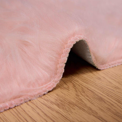 vidaXL Faux Sheepskin Rug TAFALLA Pink 200 x 200 cm Polyester 5