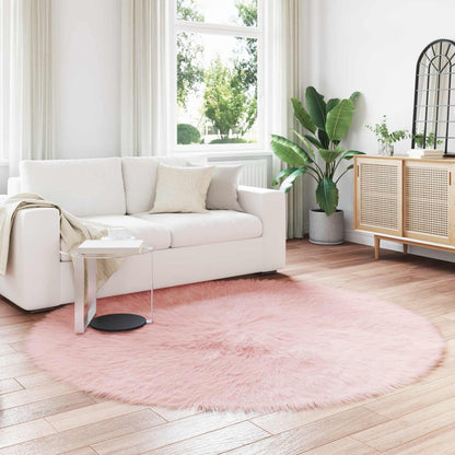 vidaXL Faux Sheepskin Rug TAFALLA Pink Ø 200 cm Polyester 1