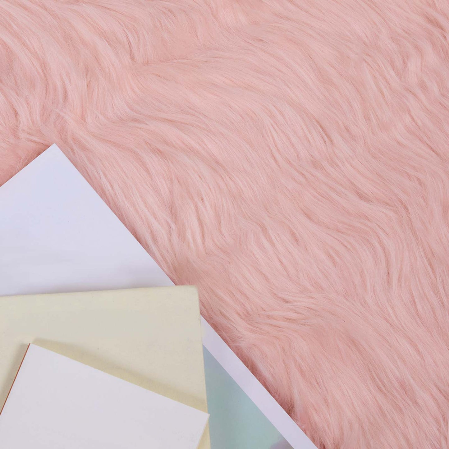 vidaXL Faux Sheepskin Rug TAFALLA Pink Ø 200 cm Polyester 3
