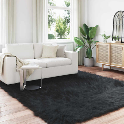 vidaXL Faux Sheepskin Rug TAFALLA Black 200 x 200 cm Polyester 1