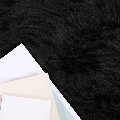 vidaXL Faux Sheepskin Rug TAFALLA Black 200 x 200 cm Polyester 3