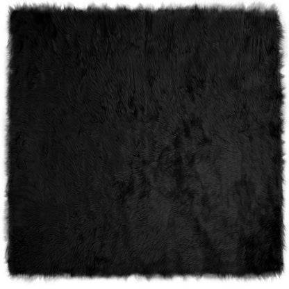 vidaXL Faux Sheepskin Rug TAFALLA Black 200 x 200 cm Polyester 2