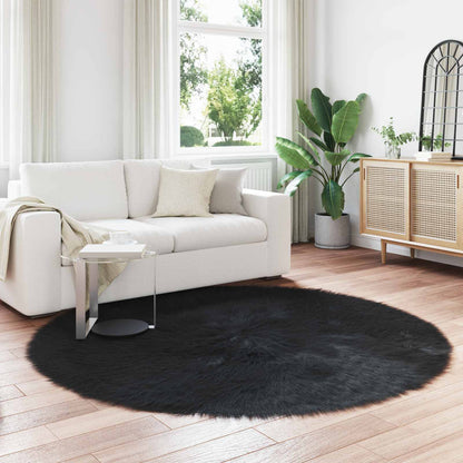 vidaXL Faux Sheepskin Rug TAFALLA Black Ø 200 cm Polyester 1