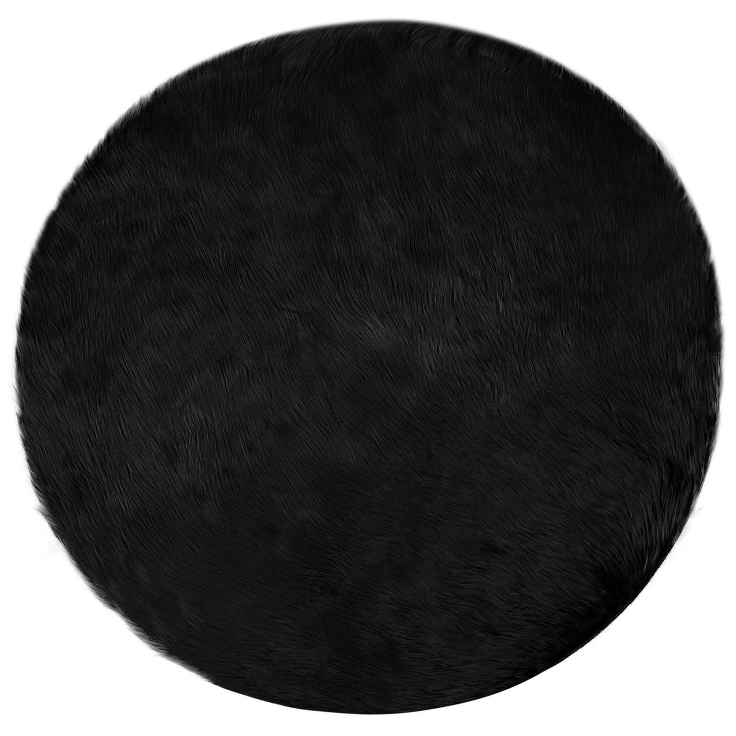 vidaXL Faux Sheepskin Rug TAFALLA Black Ø 200 cm Polyester 2