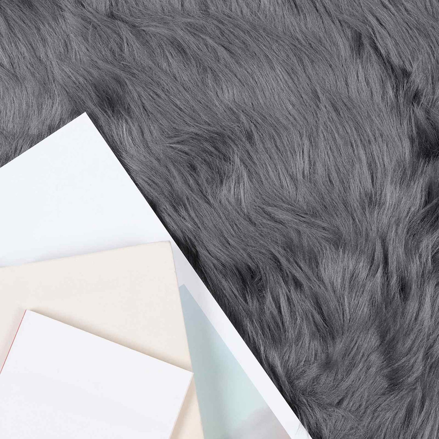 vidaXL Faux Sheepskin Rug TAFALLA Anthracite 160 x 230 cm Polyester 3