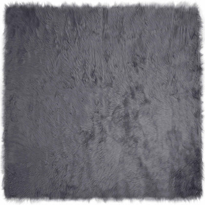 vidaXL Faux Sheepskin Rug TAFALLA Anthracite 200 x 200 cm Polyester 2