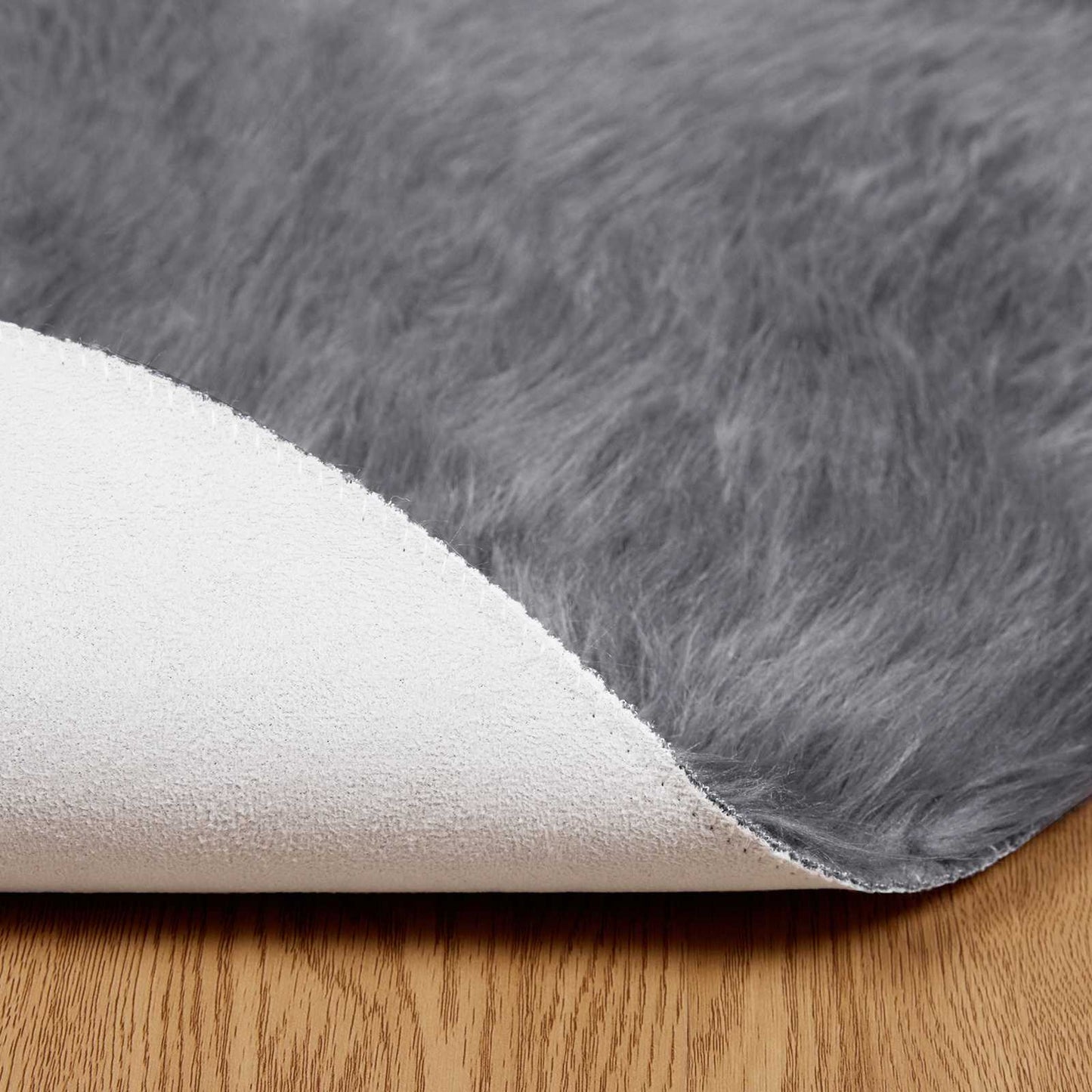 vidaXL Faux Sheepskin Rug TAFALLA Anthracite Ø 200 cm Polyester 6