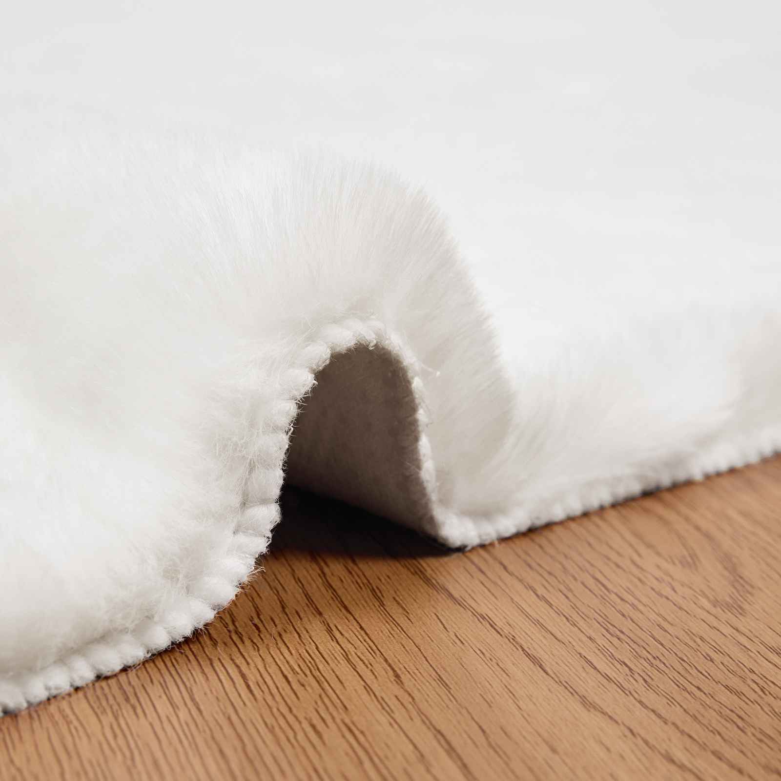 vidaXL Anti-Slip Faux Rabbit Fur Rug OLITE White 160 x 160 cm 5