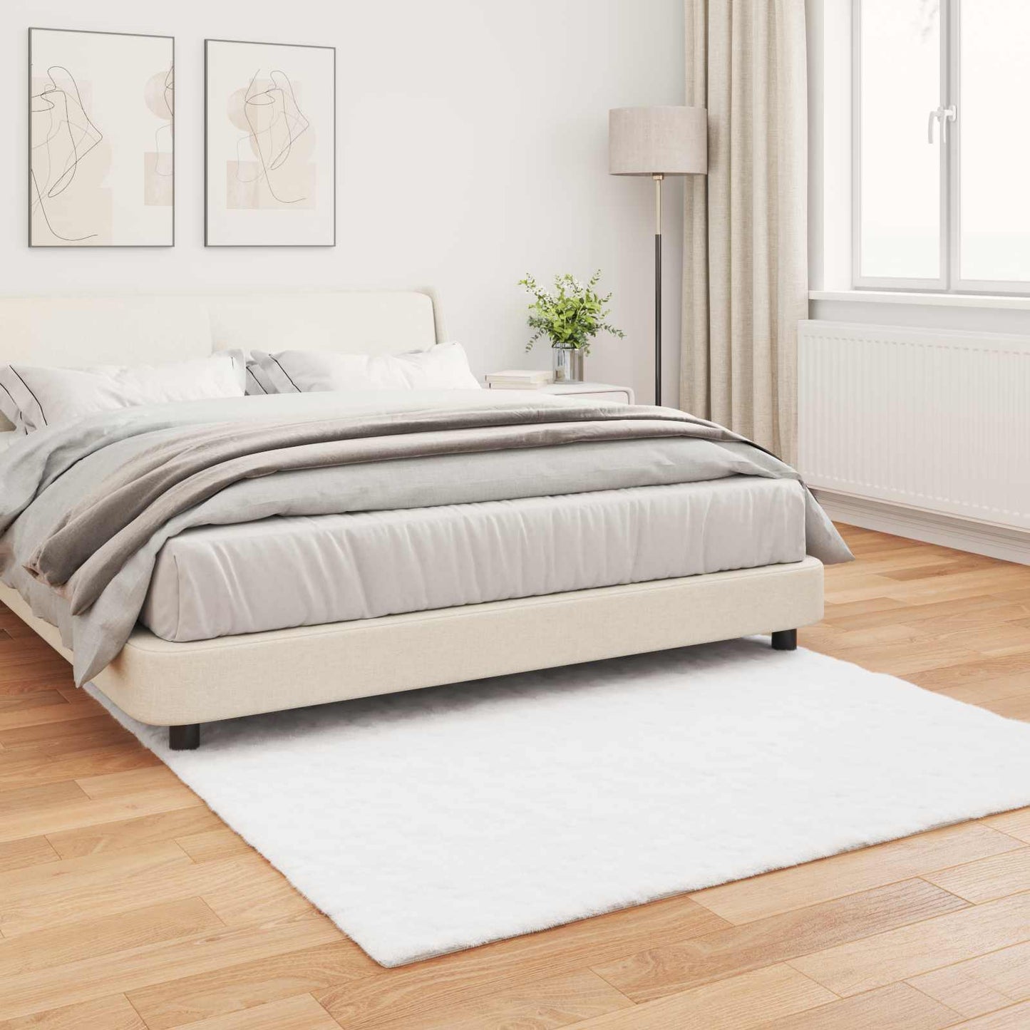 vidaXL Anti-Slip Faux Rabbit Fur Rug OLITE White 160 x 160 cm 4