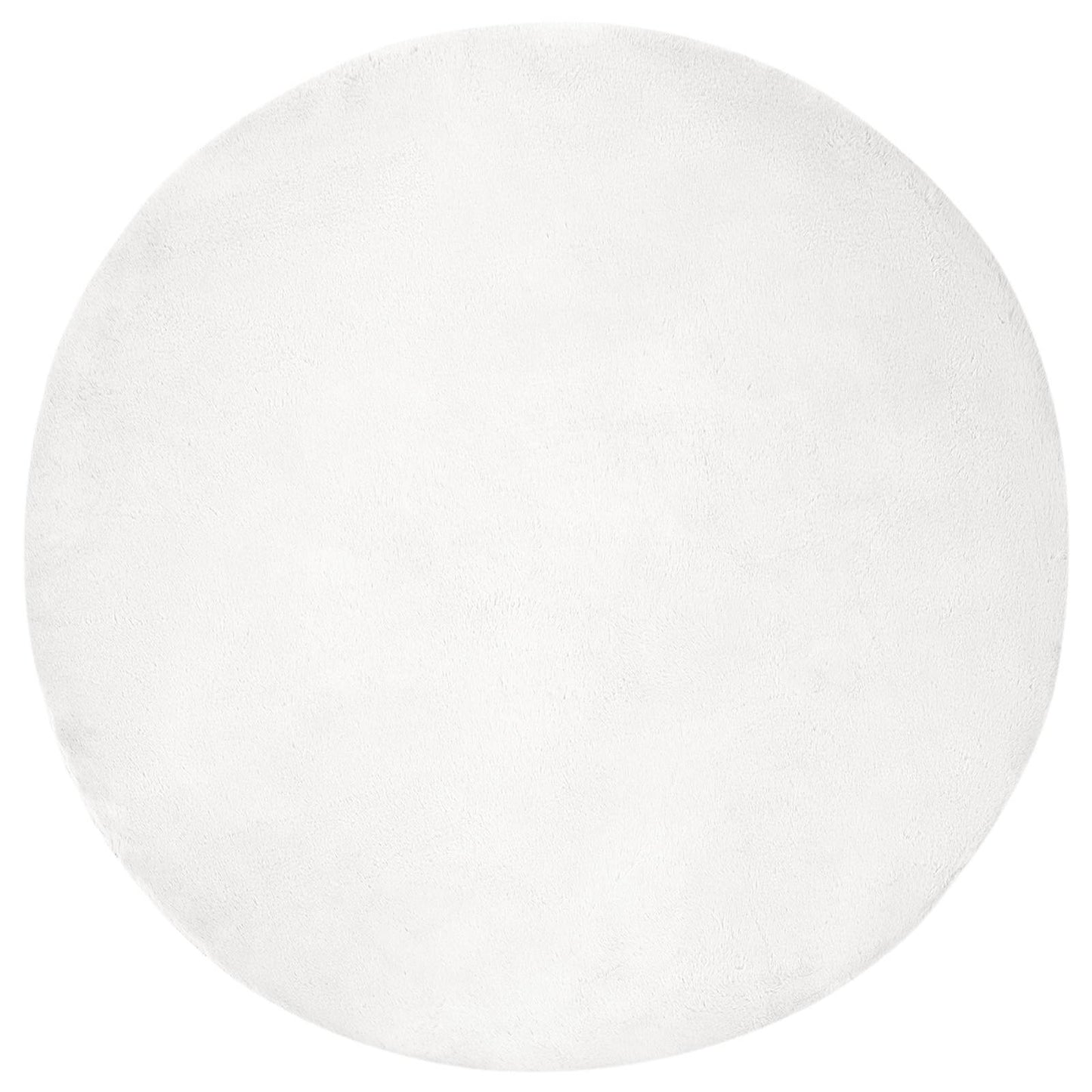 vidaXL Anti-Slip Faux Rabbit Fur Rug OLITE White Ø 200 cm Polyester 2
